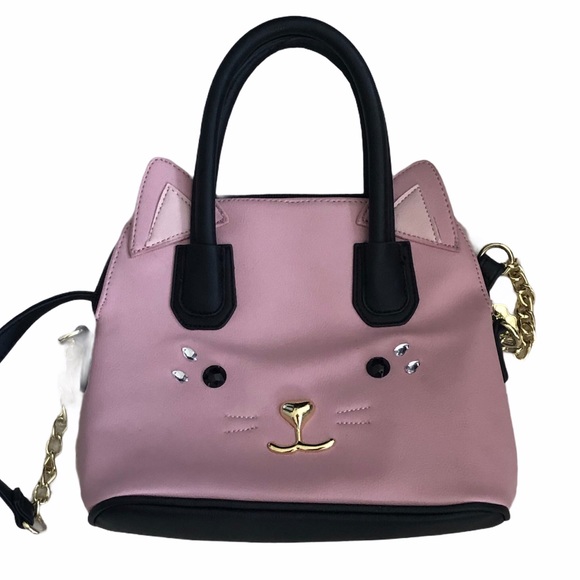 betsey johnson pink cat purse